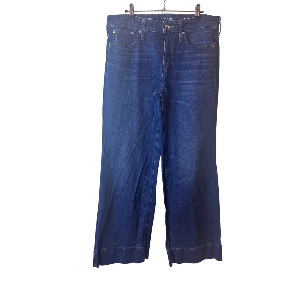 NWOT J.Crew 29 Wide Leg Jeans Dark Wash Low Rise Denim Trousers Women